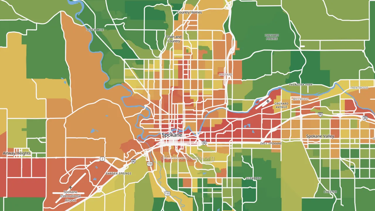 Spokane, WA Map of Burglary Rates
