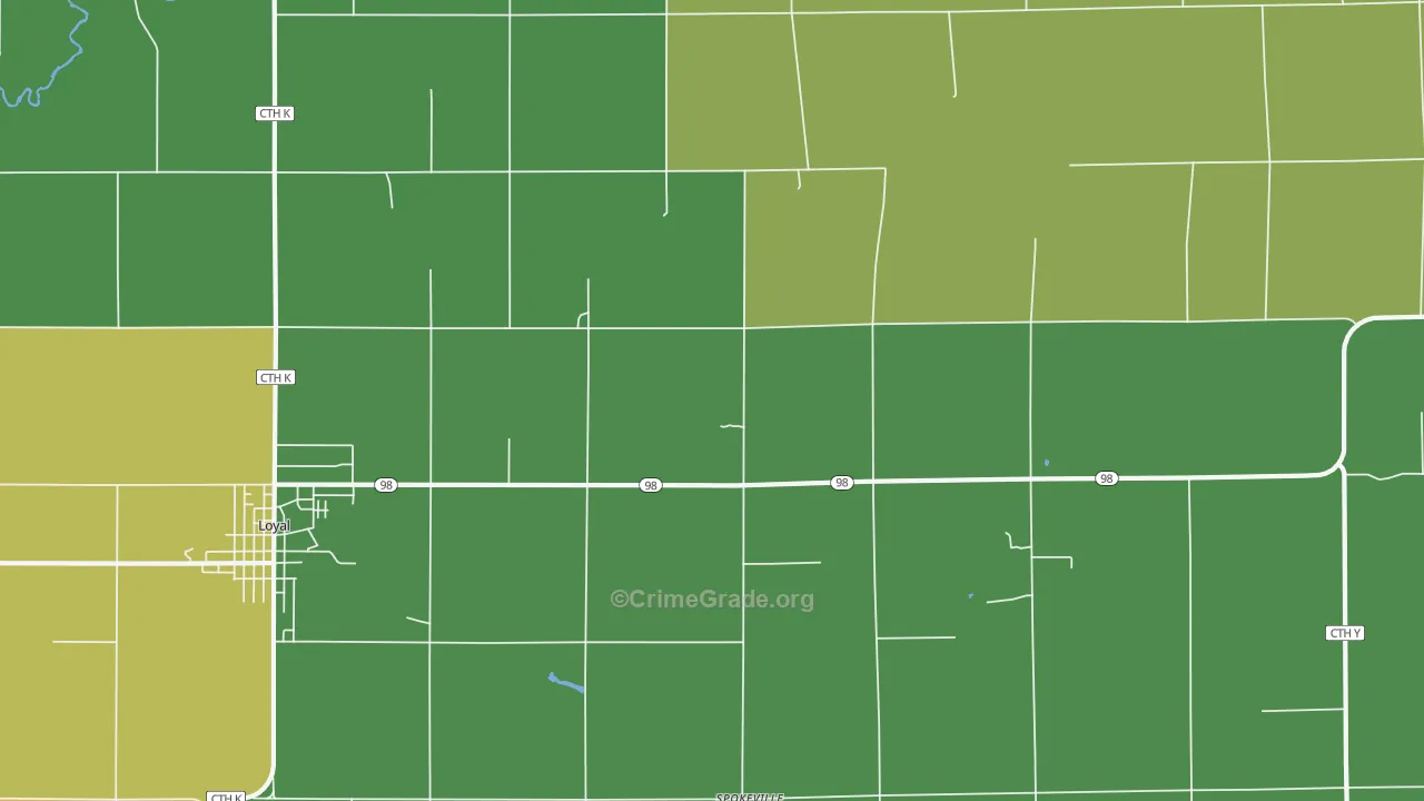 Spokeville, WI Map of Burglary Rates