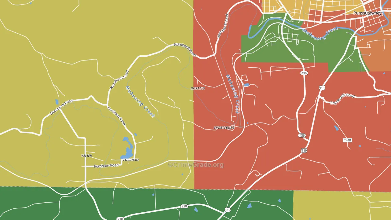 Sportsburg, PA Map of Burglary Rates