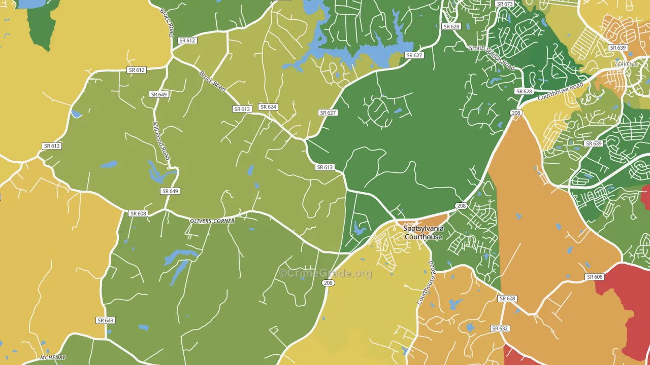 Spotsylvania Courthouse, VA Map of Burglary Rates