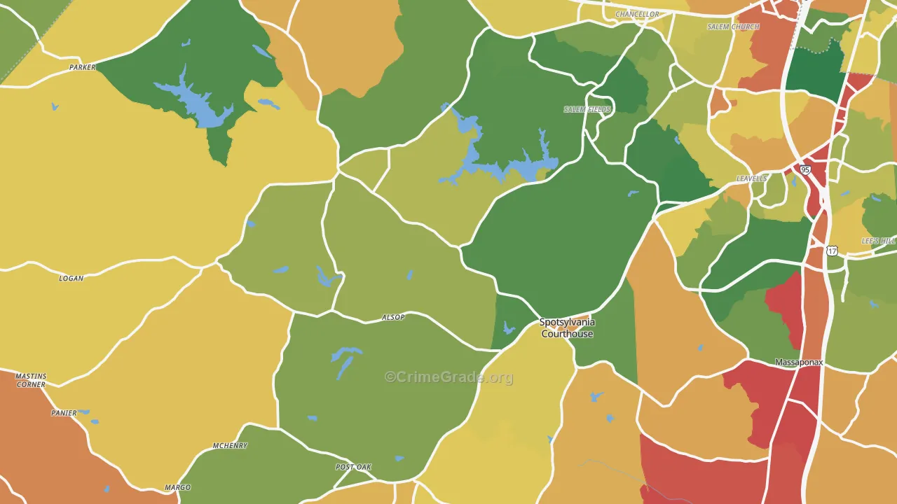 Spotsylvania, VA Map of Burglary Rates