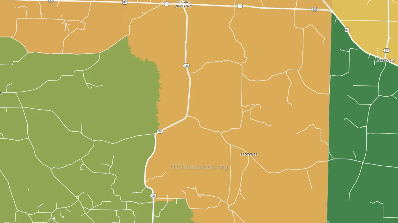 Spotville, AR Map of Burglary Rates