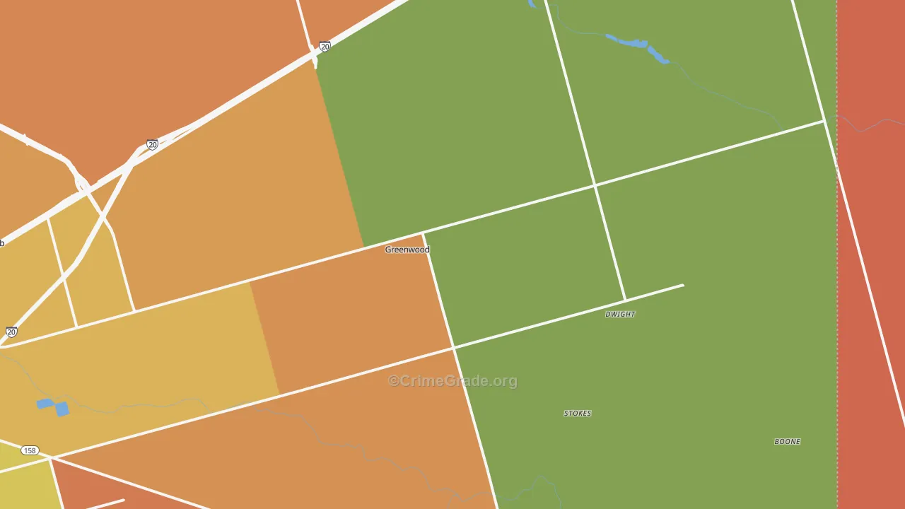 Spraberry, TX Map of Burglary Rates