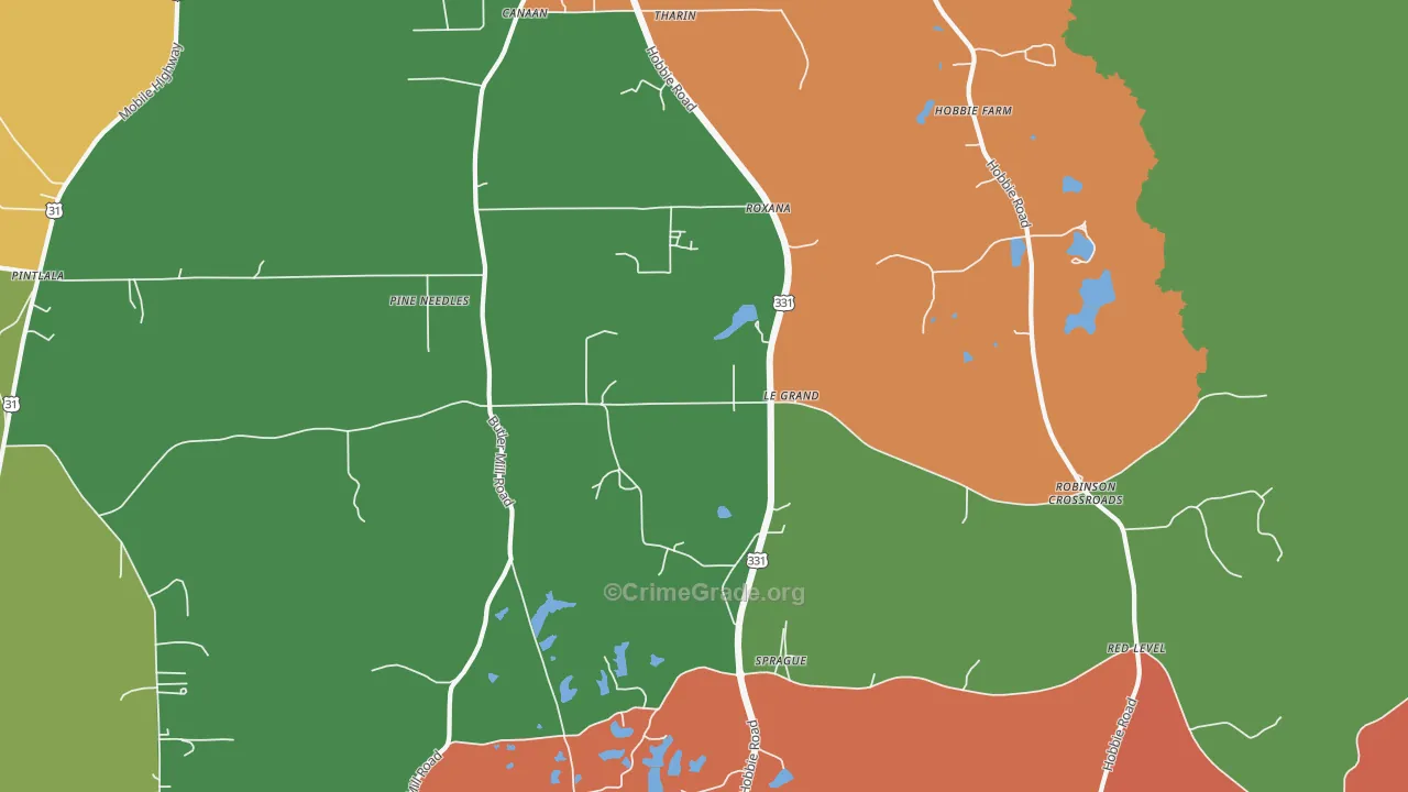 Sprague, AL Map of Burglary Rates