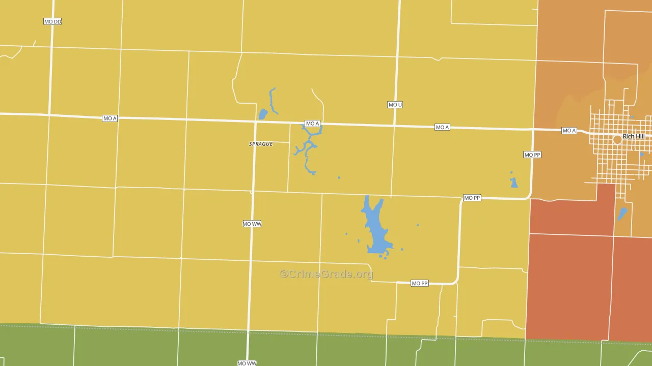 Sprague, MO Map of Burglary Rates