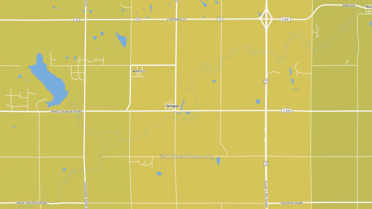 Sprague, NE Map of Burglary Rates