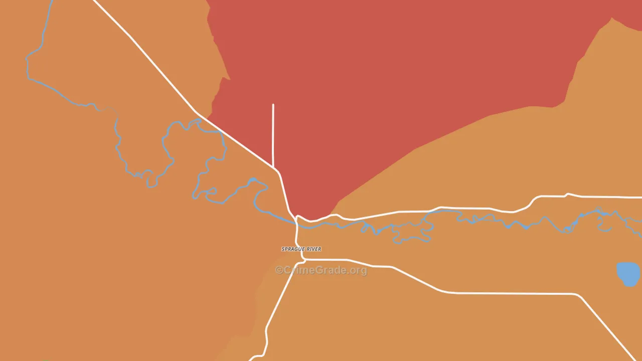 Sprague River, OR Map of Burglary Rates