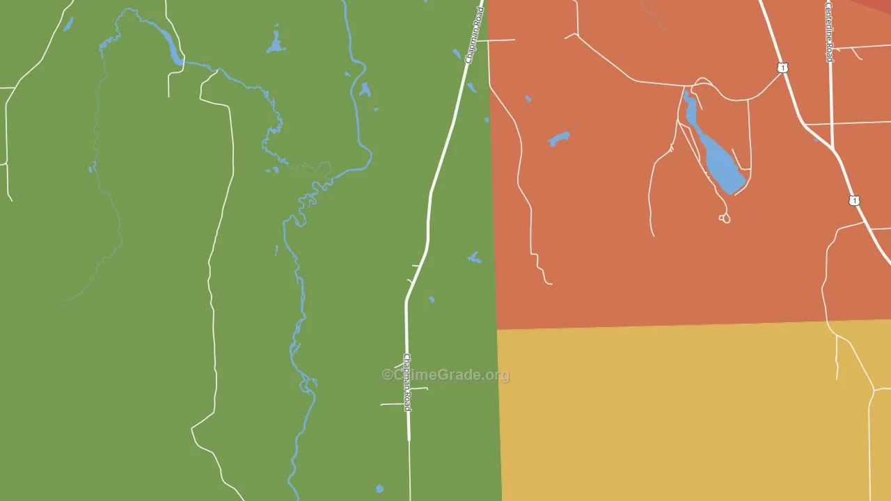 Spragueville, ME Map of Burglary Rates