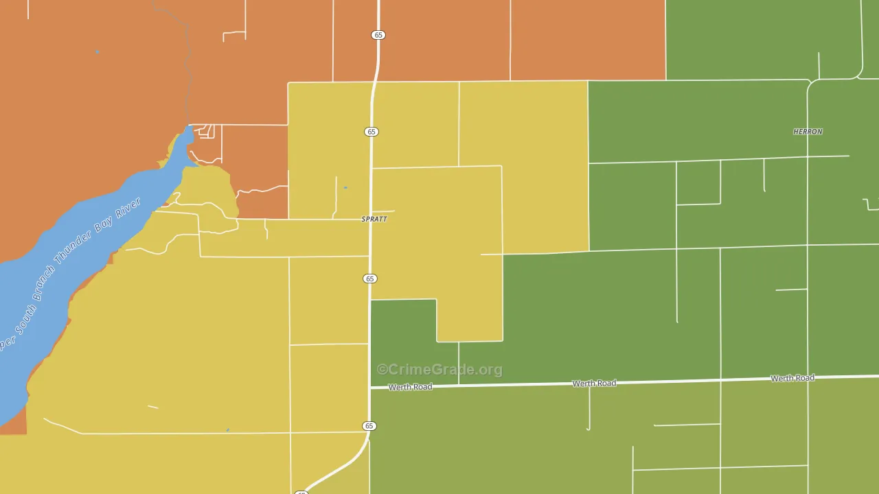 Spratt, MI Map of Burglary Rates