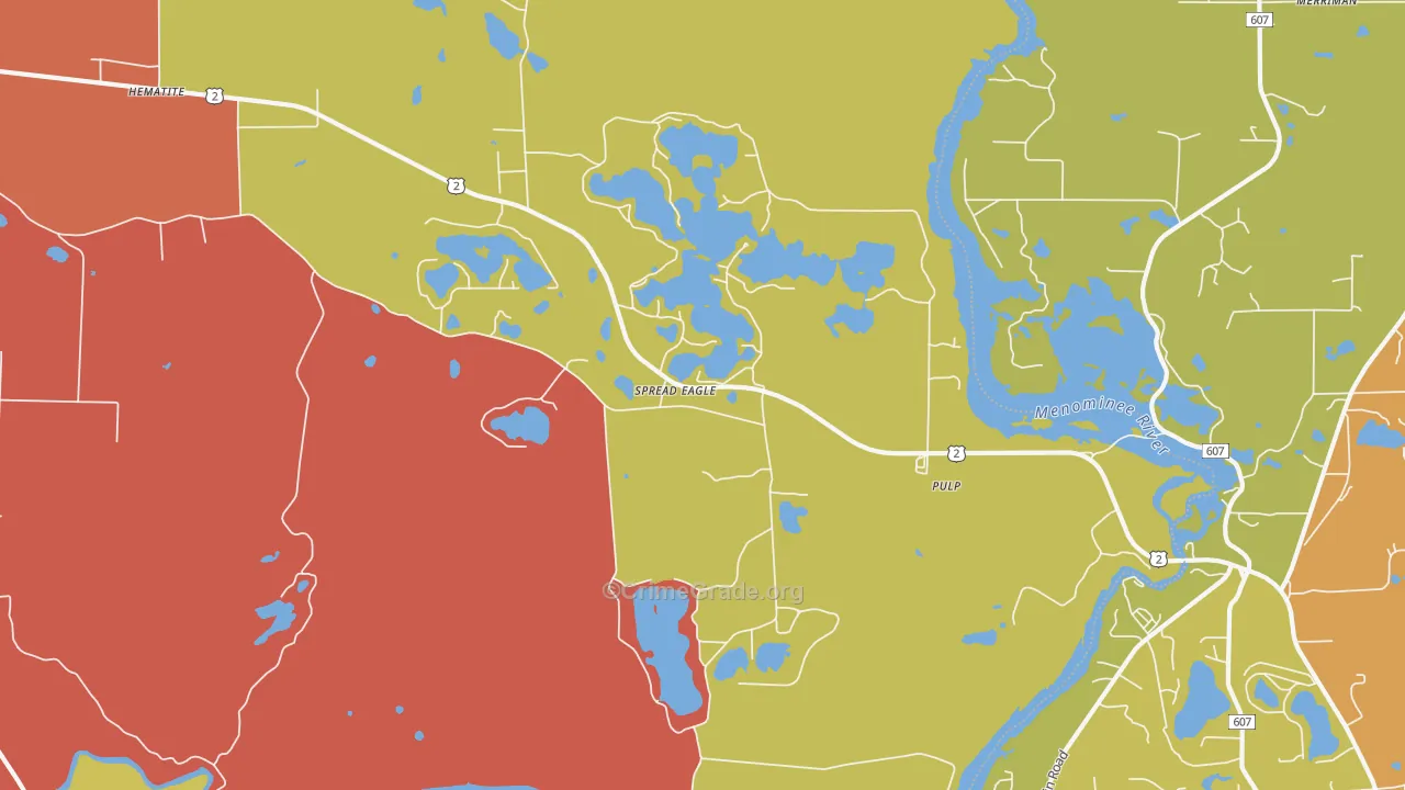 Spread Eagle, WI Map of Burglary Rates