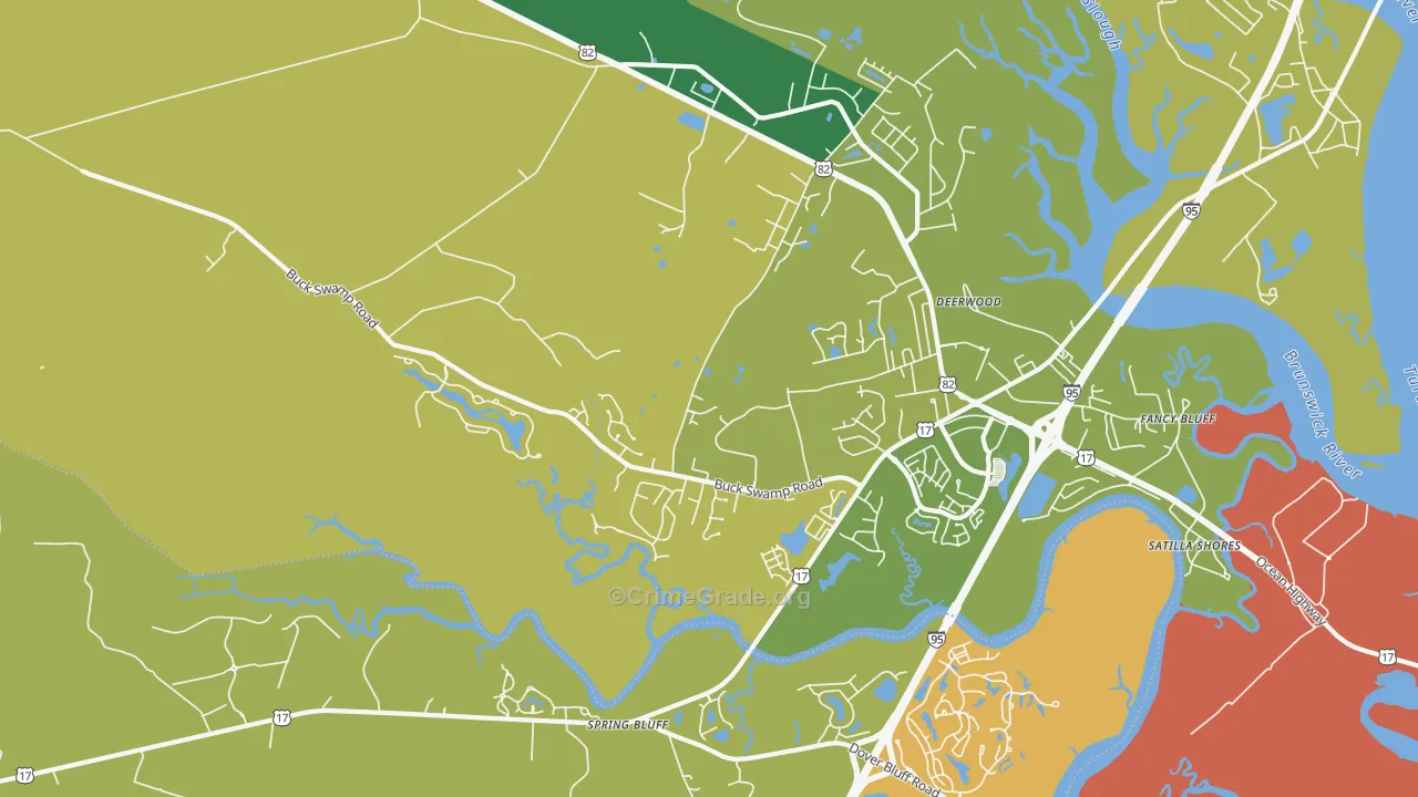 Spring Bluff, GA Map of Burglary Rates