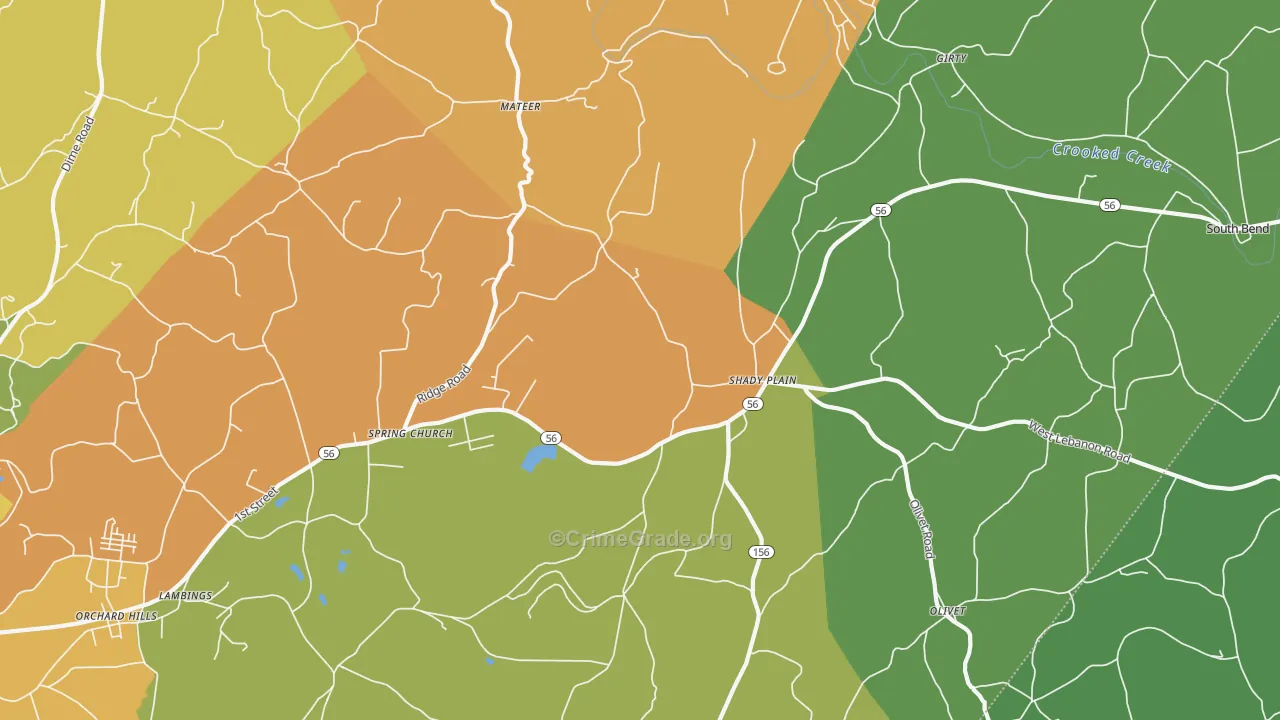 Spring Church, PA Map of Burglary Rates