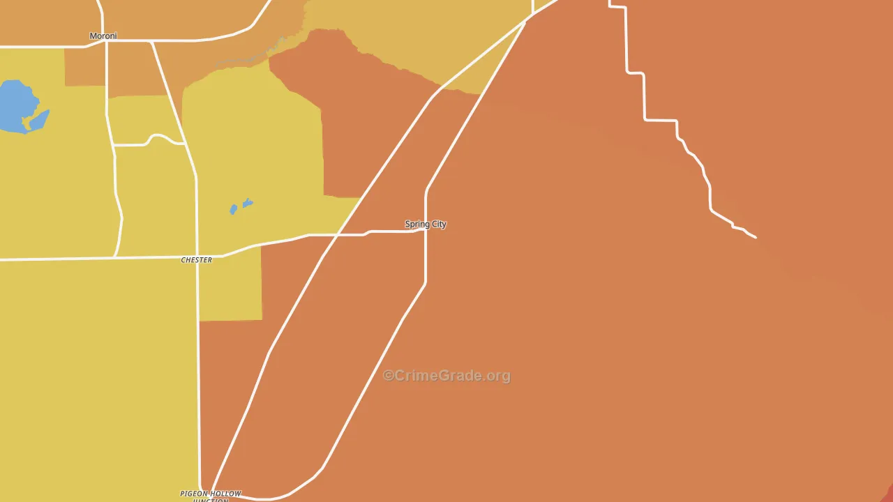 Spring City, UT Map of Burglary Rates