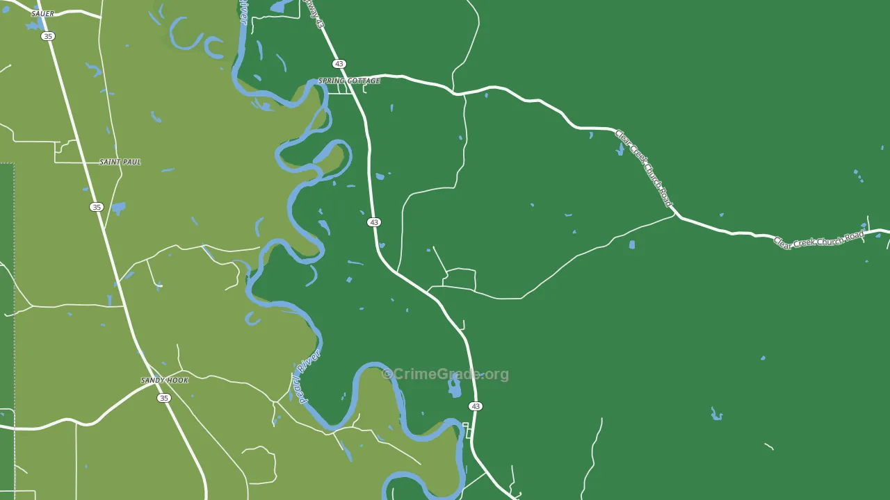 Spring Cottage, MS Map of Burglary Rates