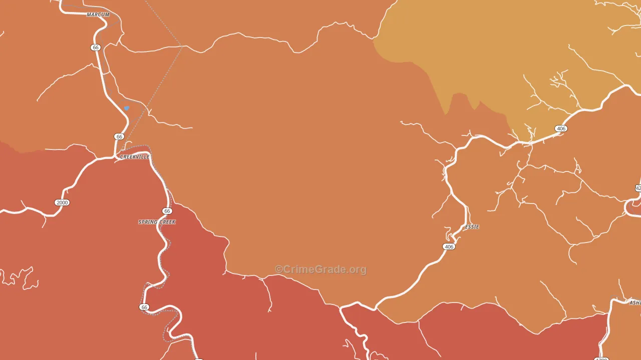 Spring Creek, KY Map of Burglary Rates