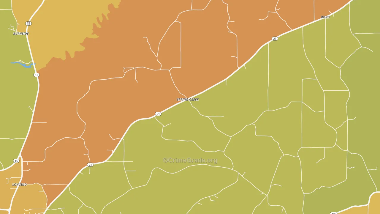 Spring Creek, MS Map of Burglary Rates