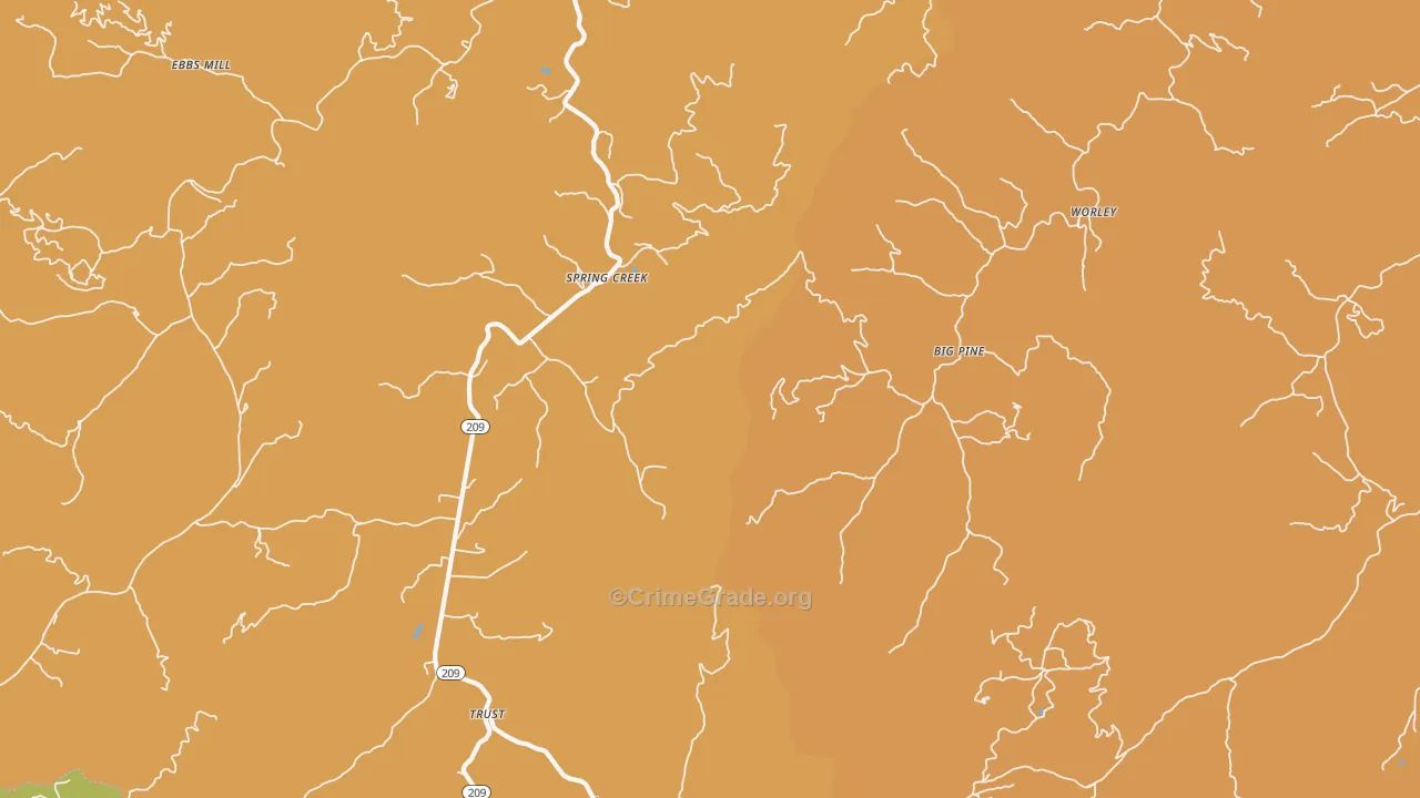 Spring Creek, NC Map of Burglary Rates