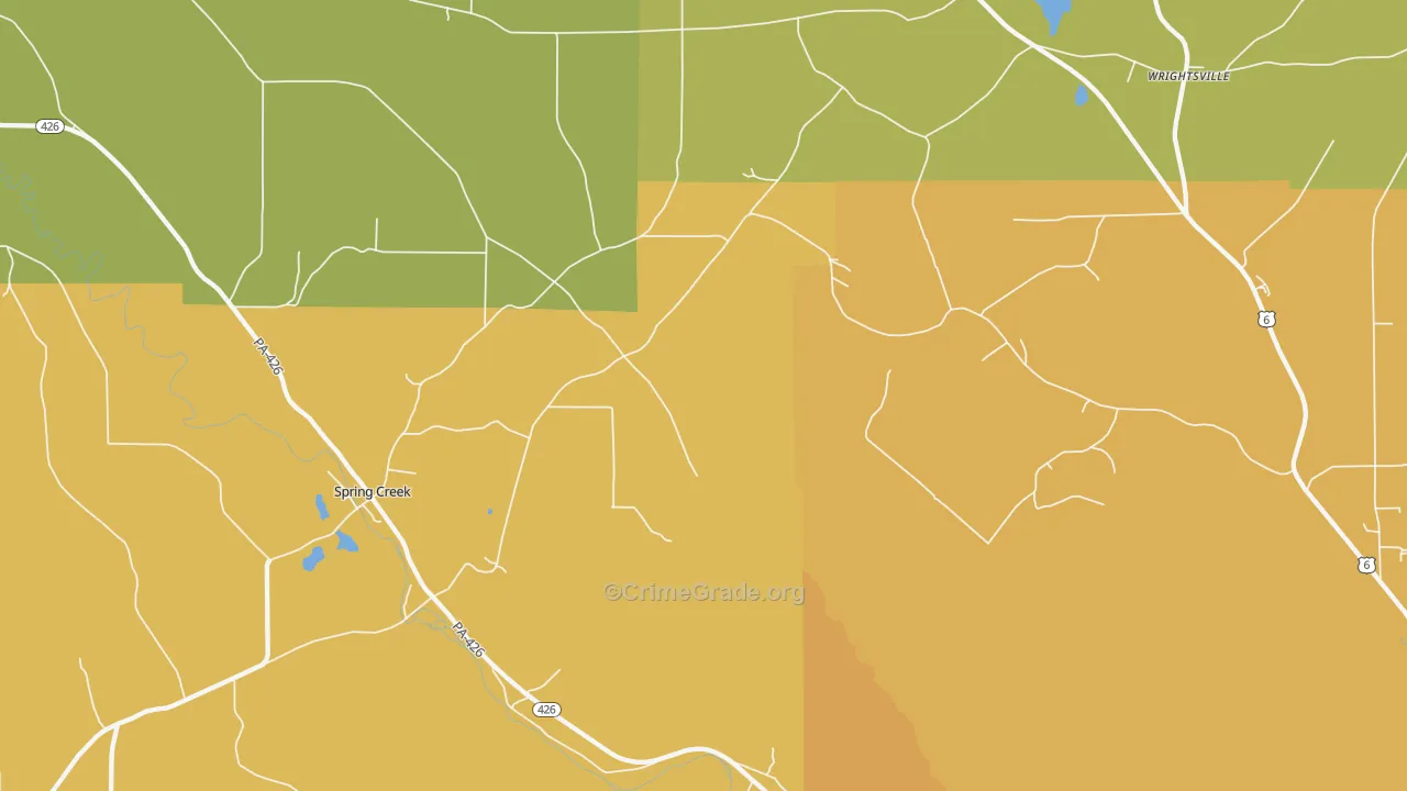 Spring Creek, PA Map of Burglary Rates