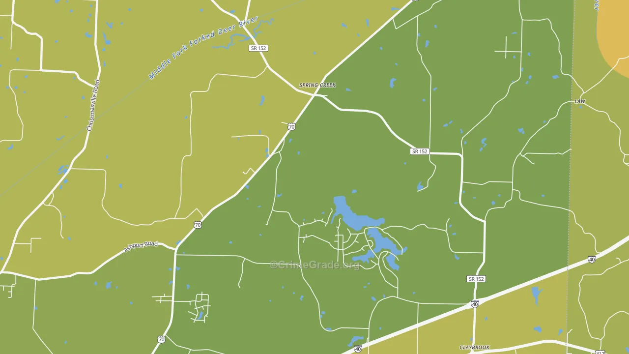 Spring Creek, TN Map of Burglary Rates
