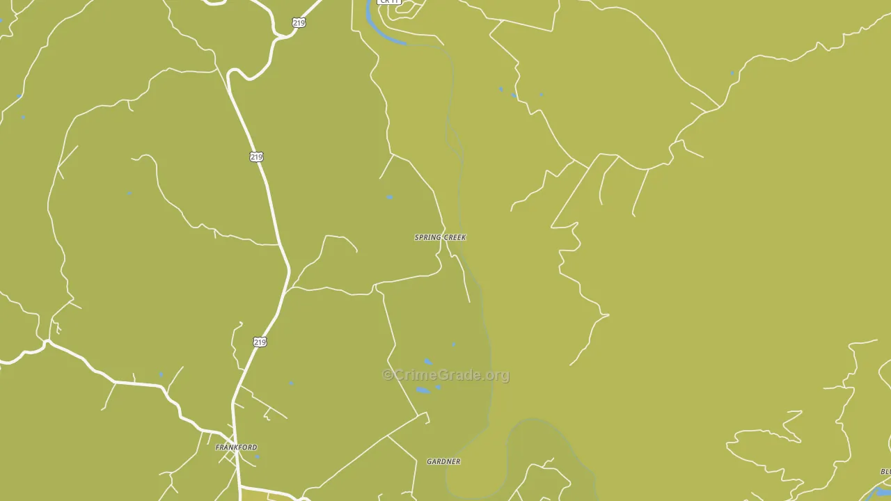 Spring Creek, WV Map of Burglary Rates