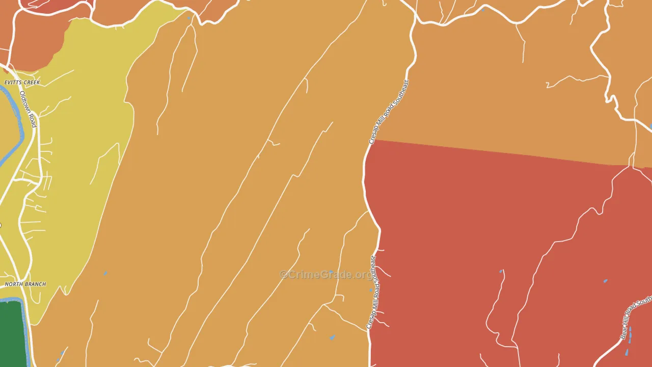 Spring Gap, MD Map of Burglary Rates