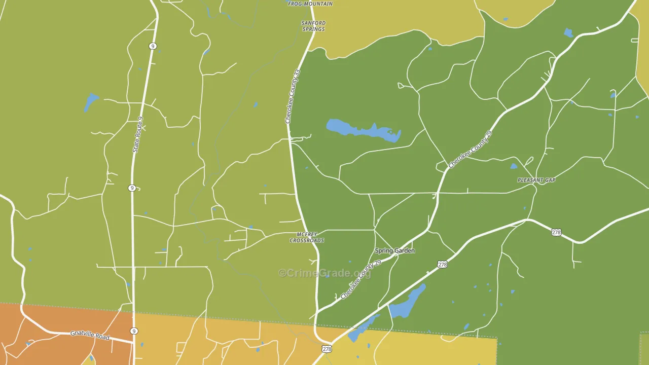 Spring Garden, AL Map of Burglary Rates