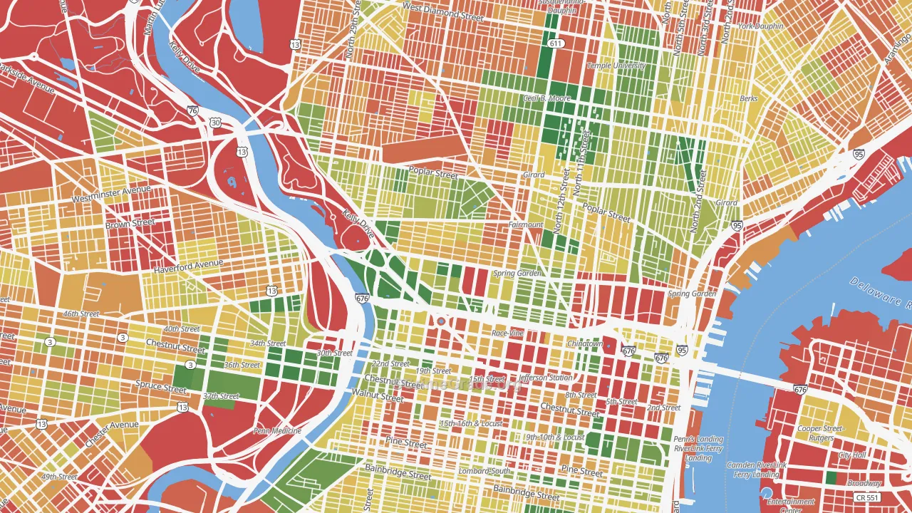 Spring Garden, Philadelphia, PA Map of Burglary Rates