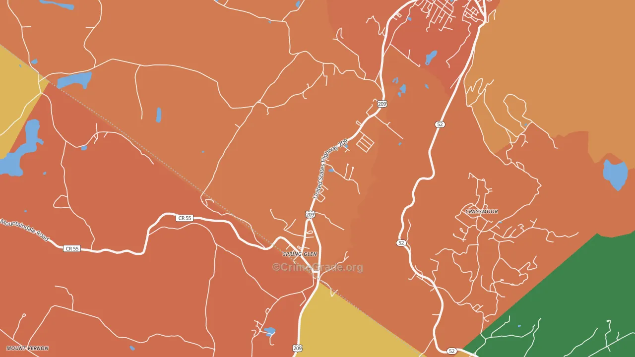 Spring Glen, NY Map of Burglary Rates