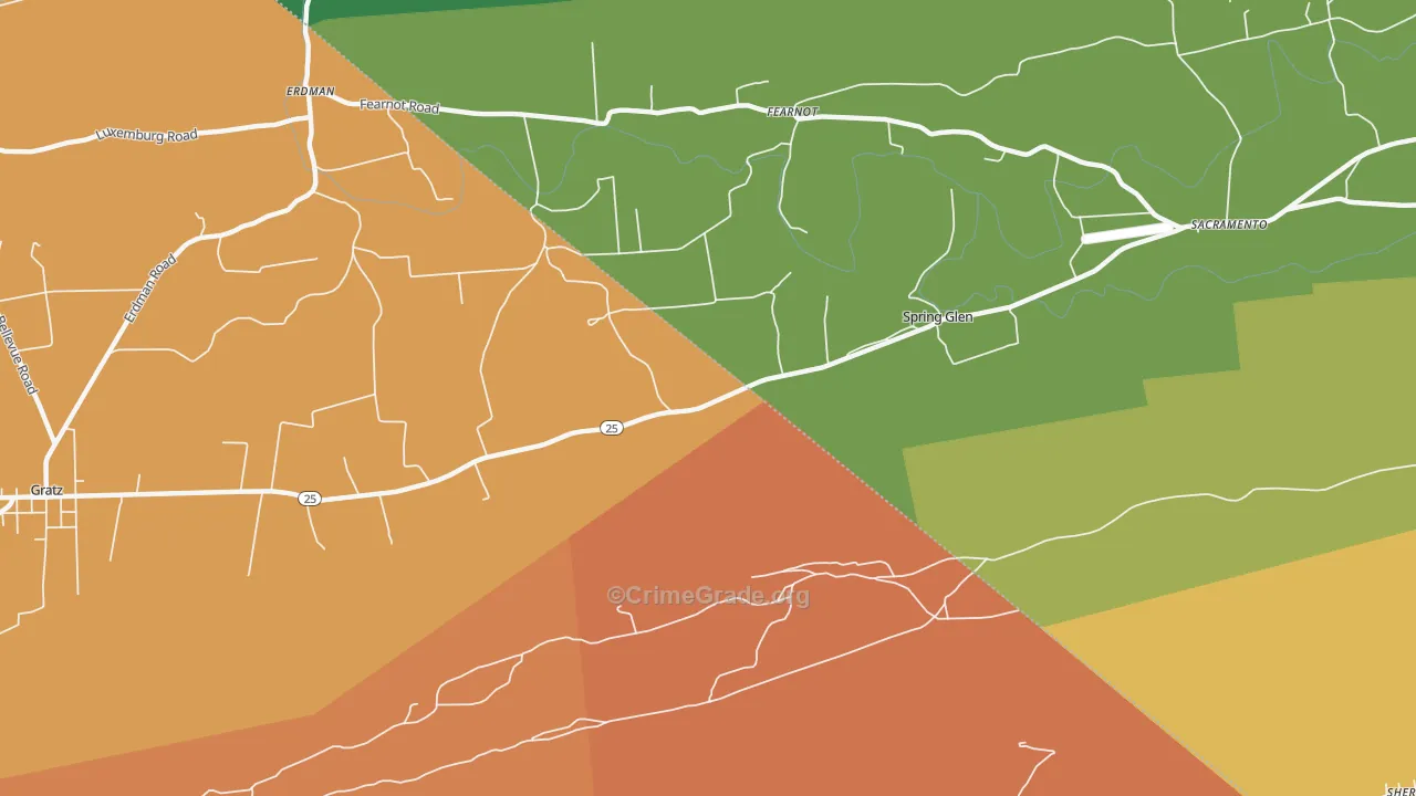 Spring Glen, PA Map of Burglary Rates