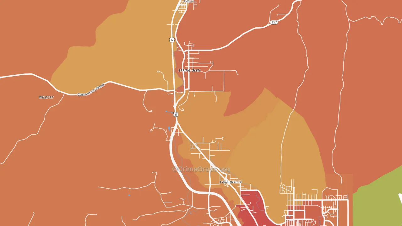 Spring Glen, UT Map of Burglary Rates
