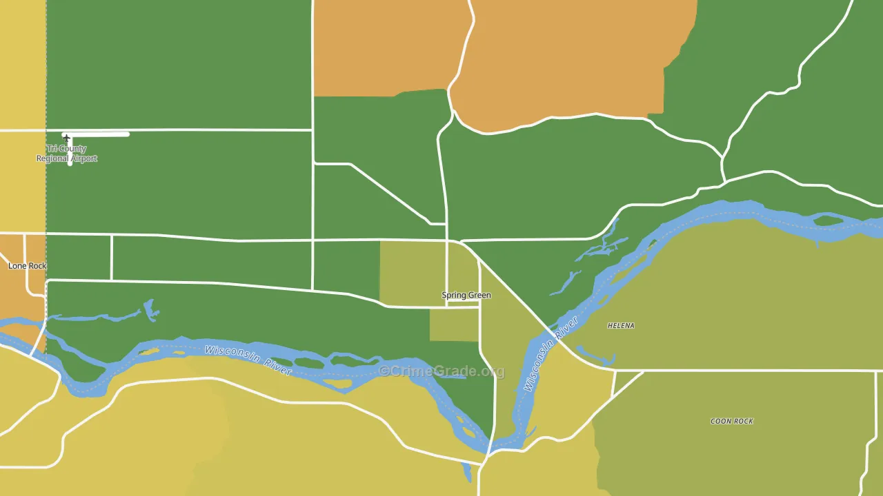 Spring Green, WI Map of Burglary Rates