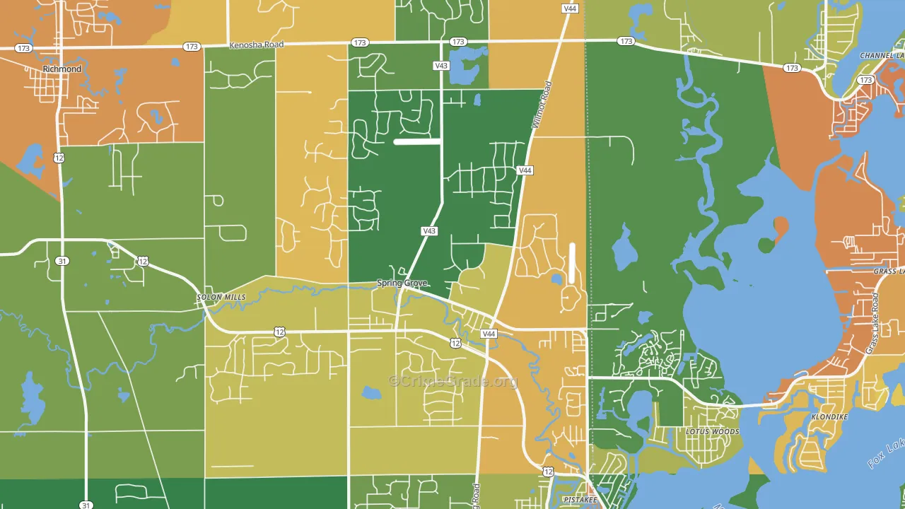 Spring Grove, IL Map of Burglary Rates