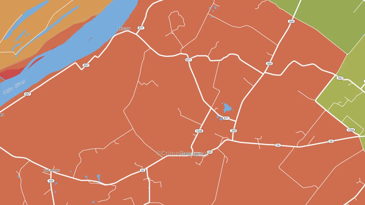 Spring Grove, KY Map of Burglary Rates