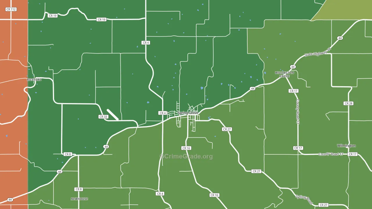 Spring Grove, MN Map of Burglary Rates