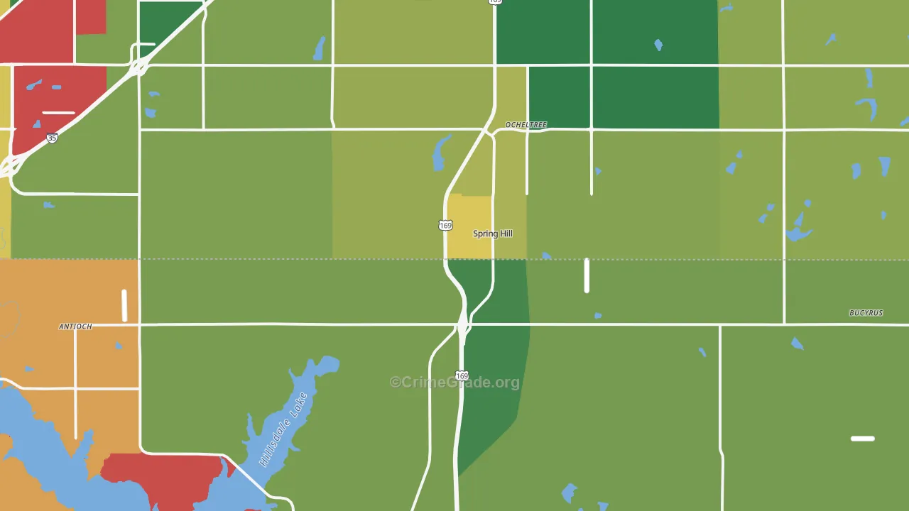 Spring Hill, KS Map of Burglary Rates