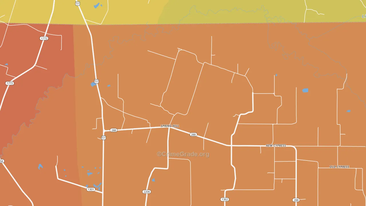 Spring Hill, KY Map of Burglary Rates