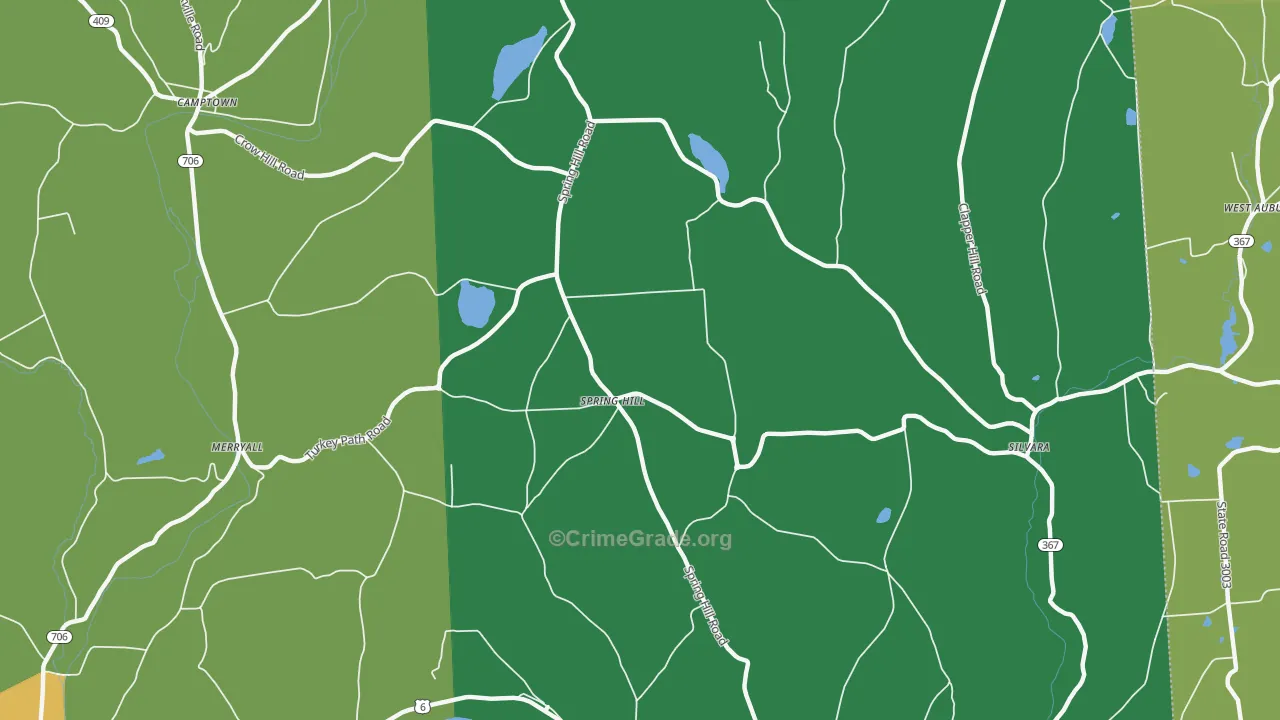 Spring Hill, PA Map of Burglary Rates