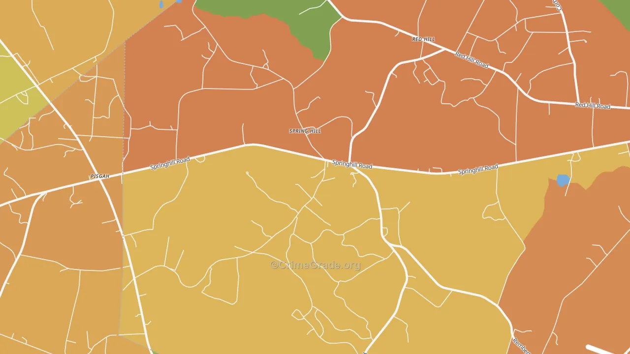 Spring Hill, SC Map of Burglary Rates