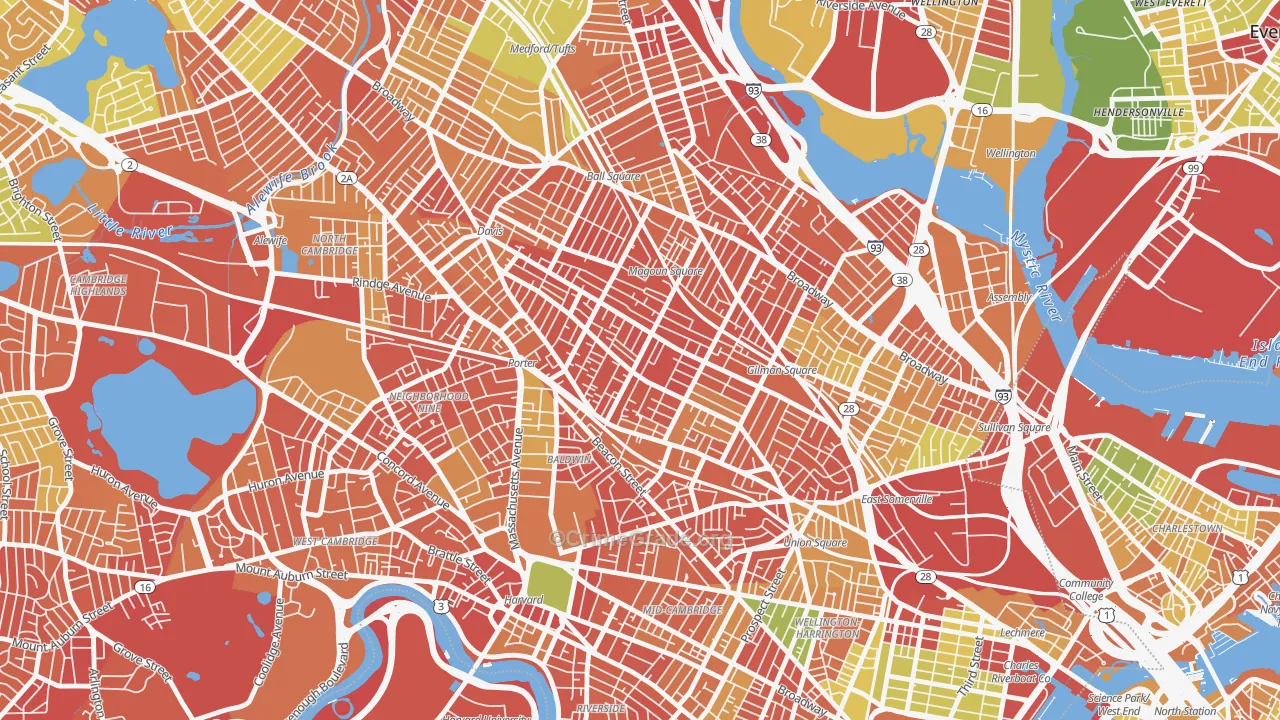 Spring Hill, Somerville, MA Map of Burglary Rates