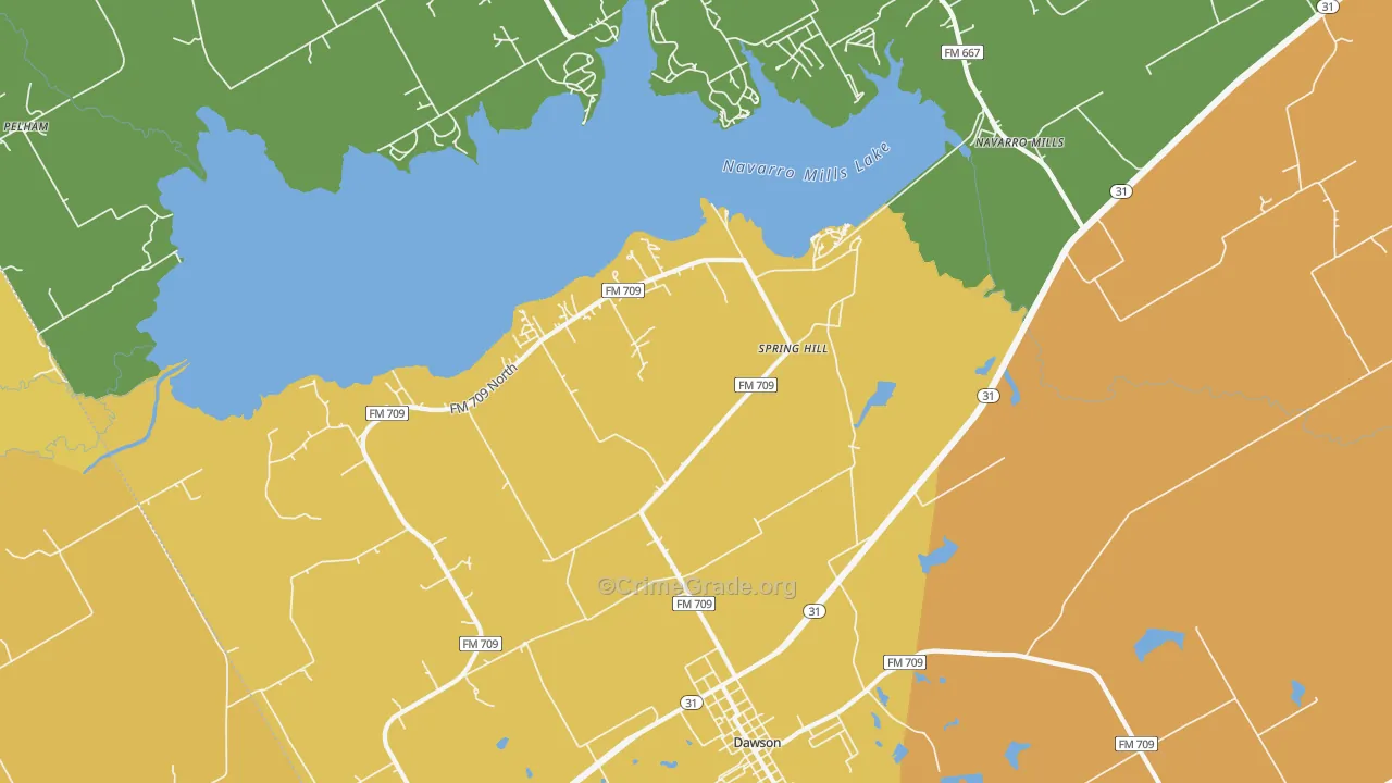 Spring Hill, TX Map of Burglary Rates
