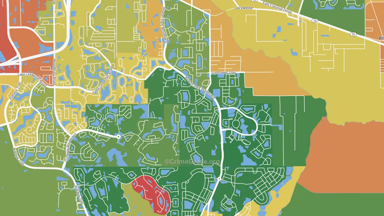 Spring Isle, Alafaya, FL Map of Burglary Rates