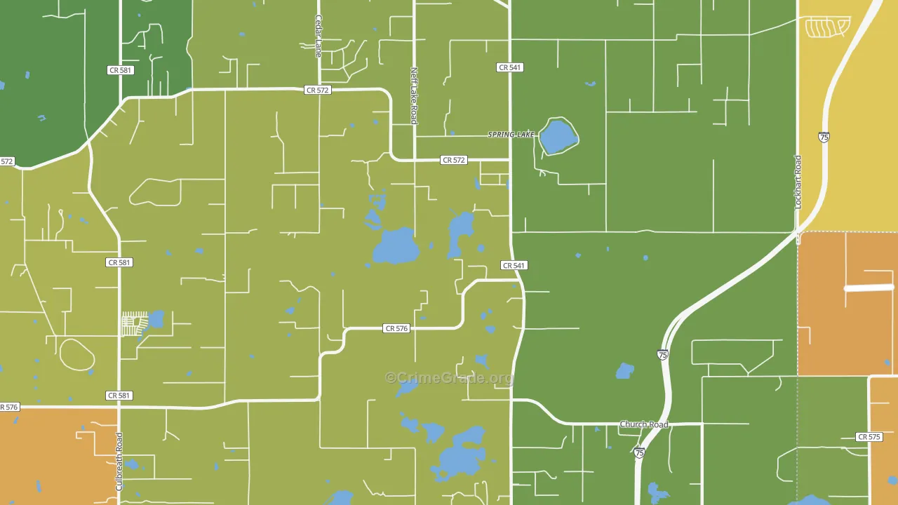 Spring Lake, FL Map of Burglary Rates