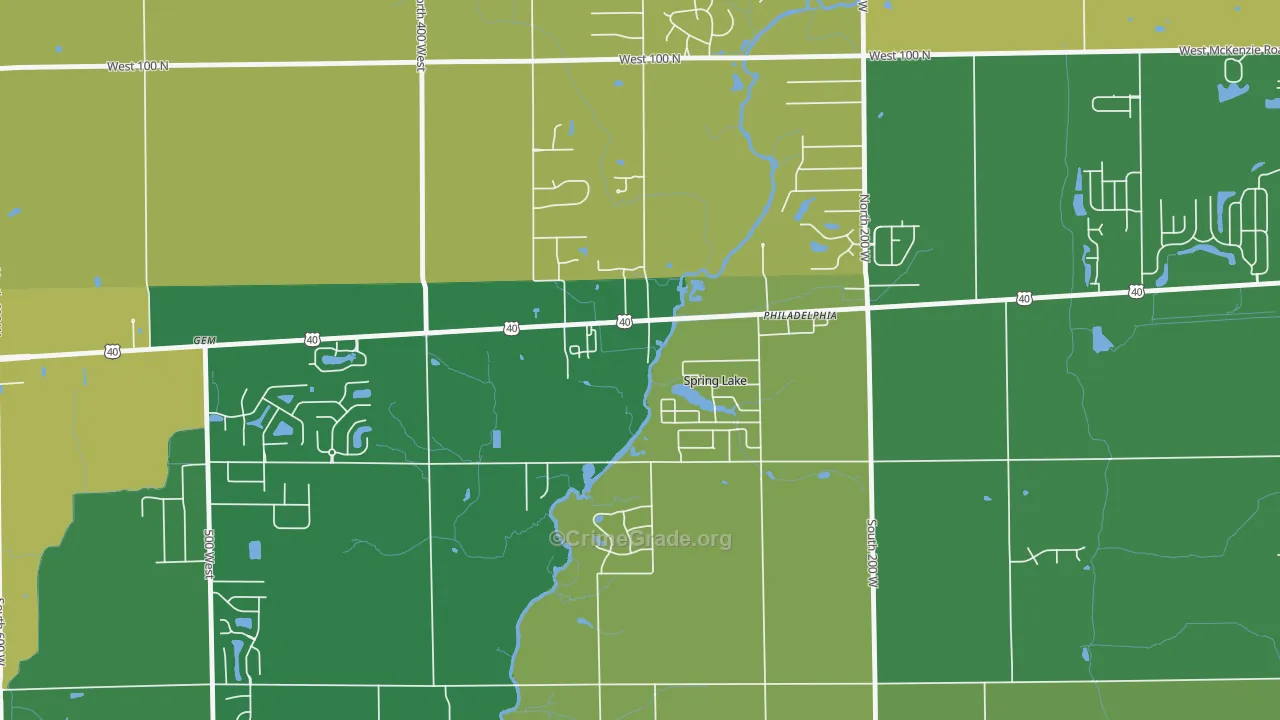Spring Lake, IN Map of Burglary Rates