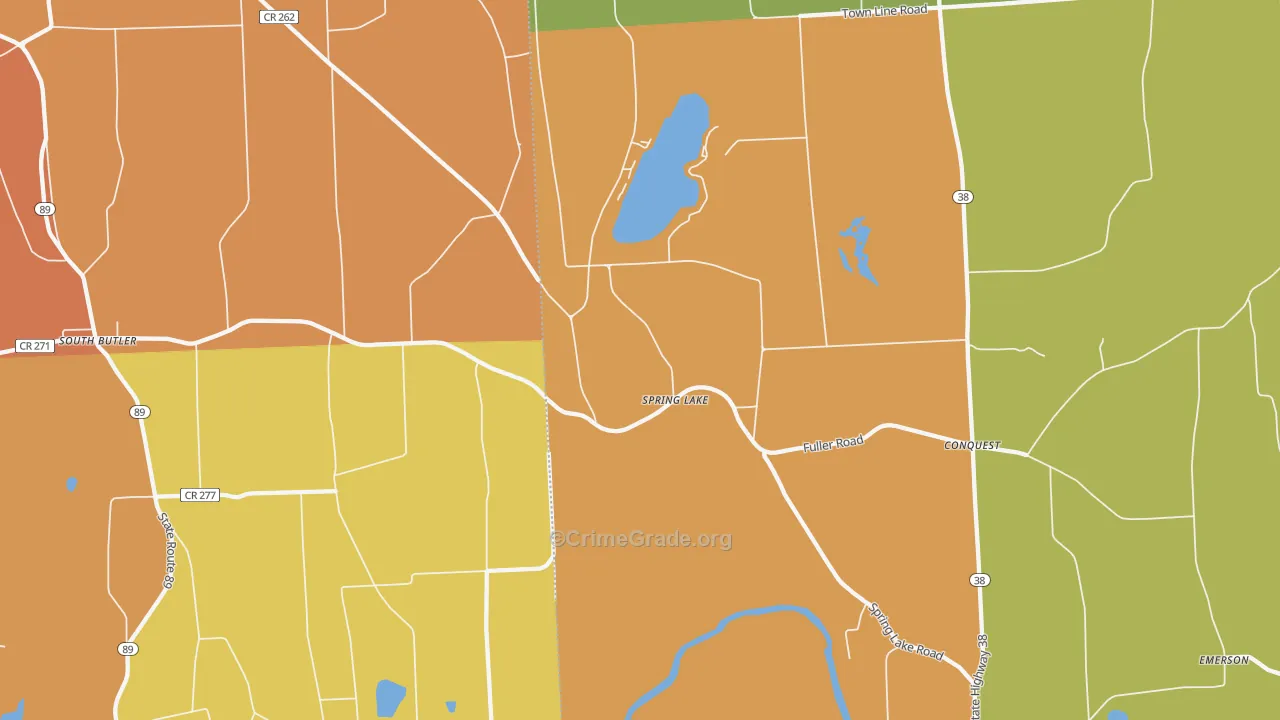 Spring Lake, NY Map of Burglary Rates