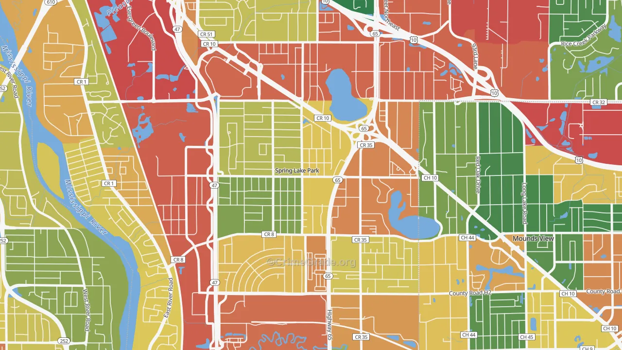 Spring Lake Park, MN Map of Burglary Rates