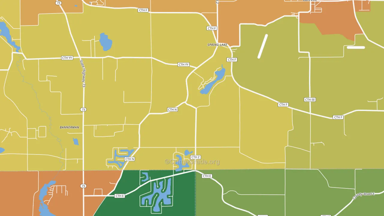 Spring Lake, WI Map of Burglary Rates