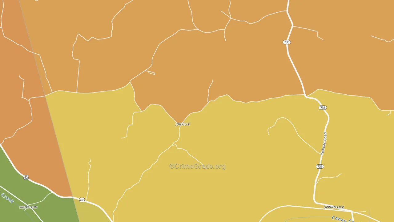 Spring Lick, KY Map of Burglary Rates