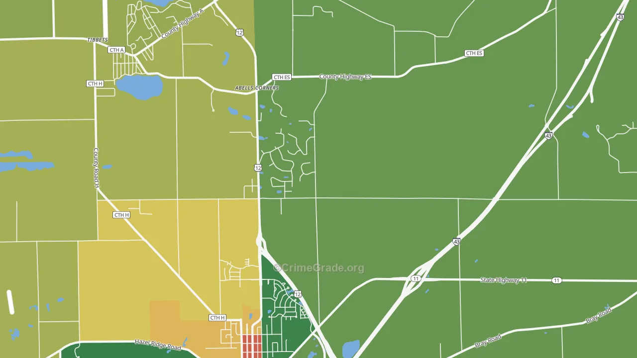 Spring Prairie, WI Map of Burglary Rates