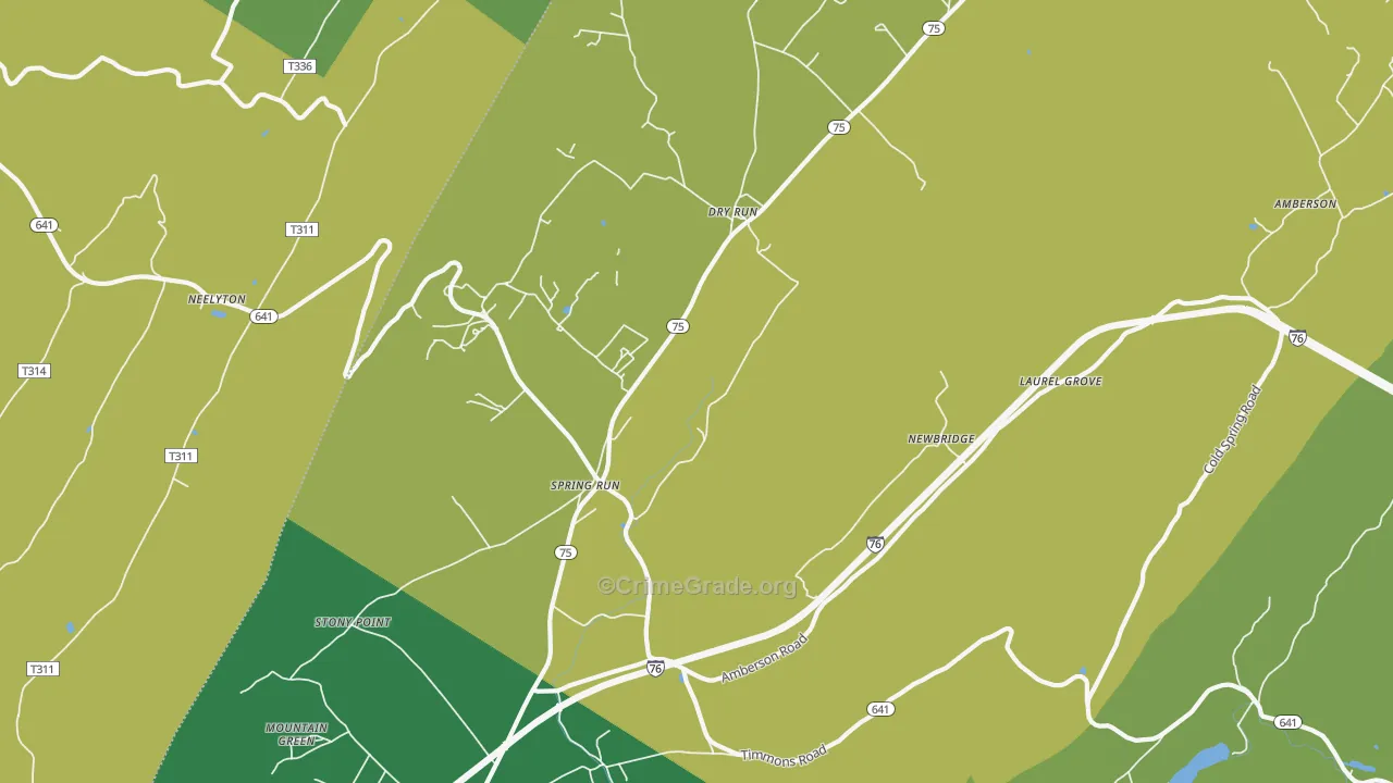 Spring Run, PA Map of Burglary Rates