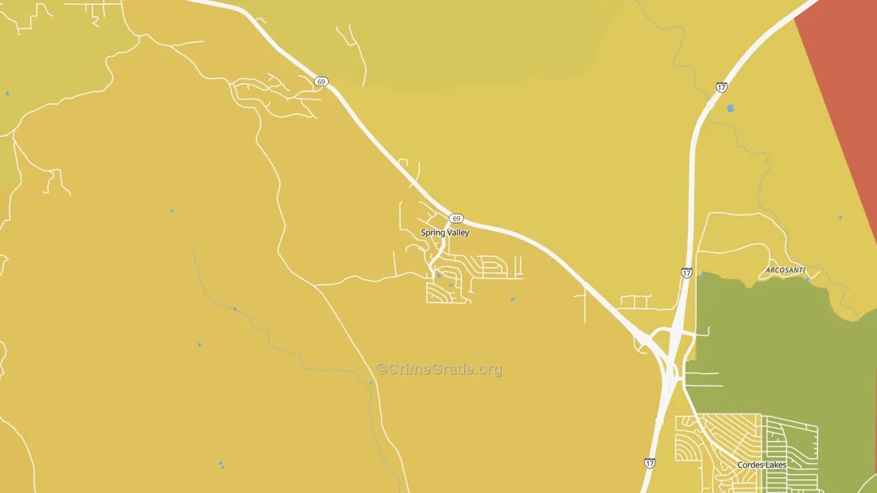Spring Valley, AZ Map of Burglary Rates